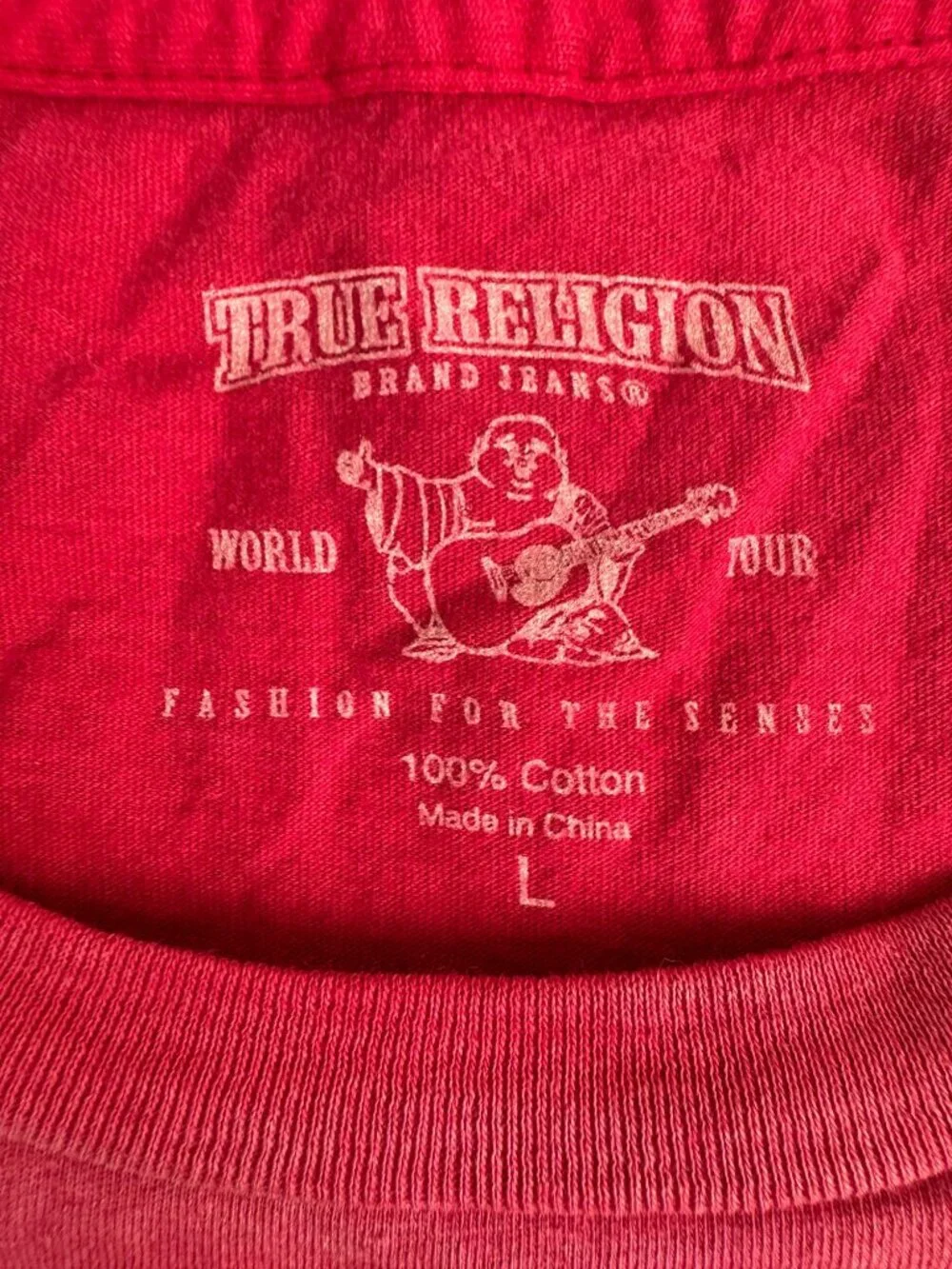 True Religion Mens L Red Cotton Graphic Tee 